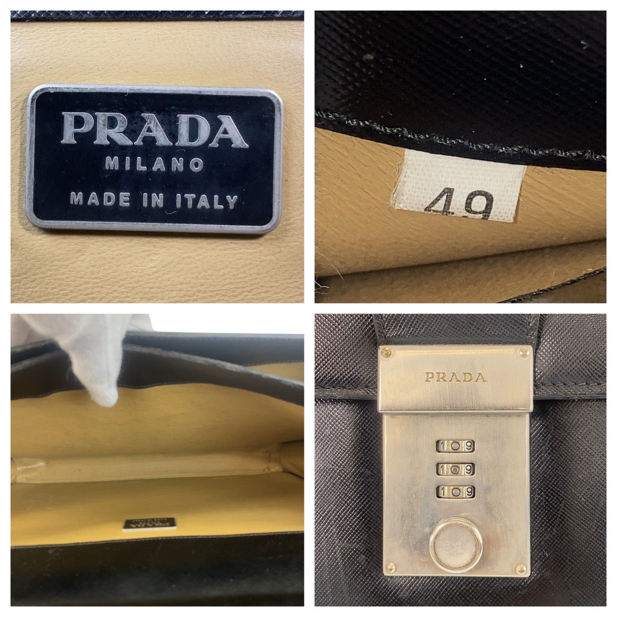 15428
PRADA プラダ サフィアーノ ブラック 黒 シルバー金具 レザー ビジネスバッグ ブリーフケース  メンズ AB26