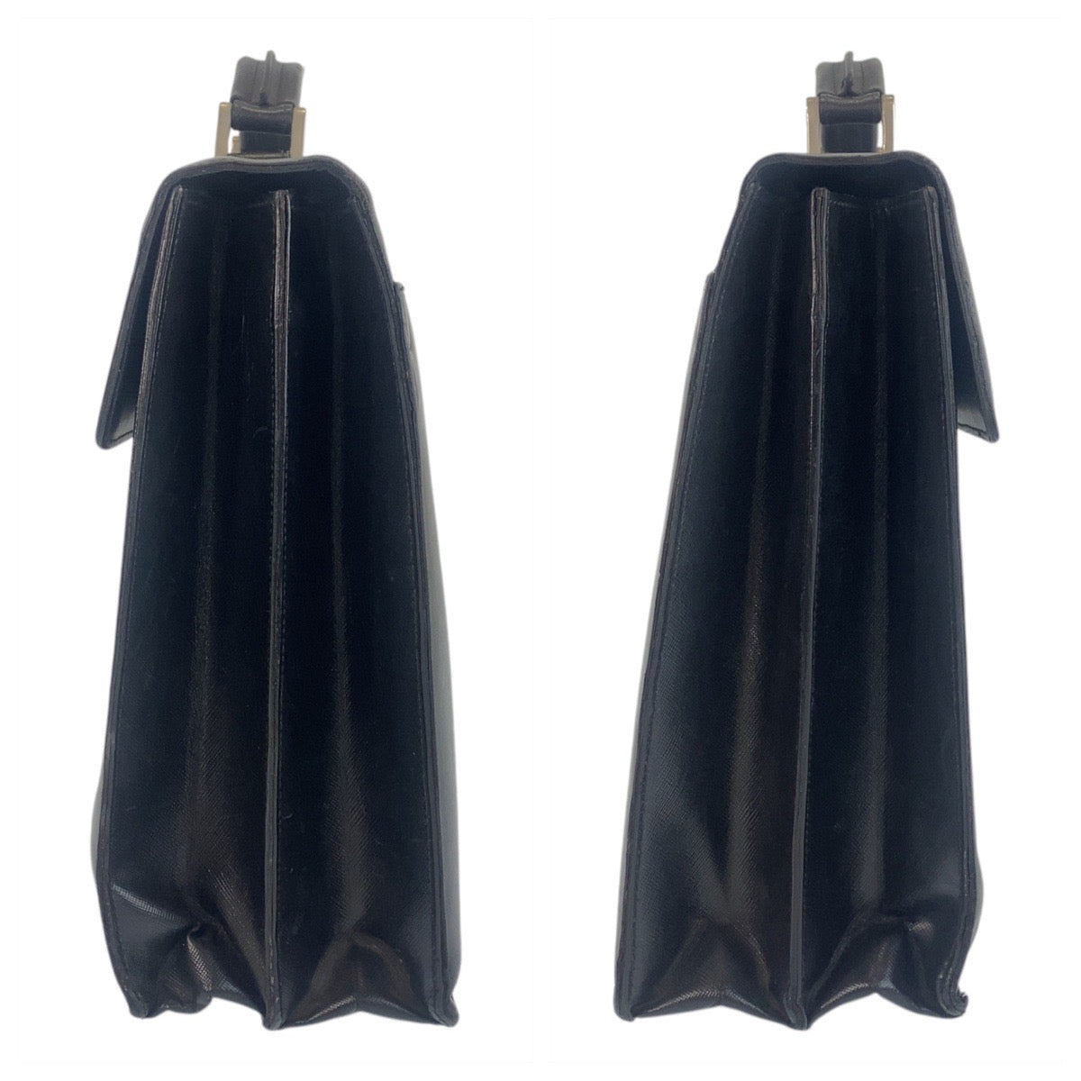 15428
PRADA プラダ サフィアーノ ブラック 黒 シルバー金具 レザー ビジネスバッグ ブリーフケース  メンズ AB26