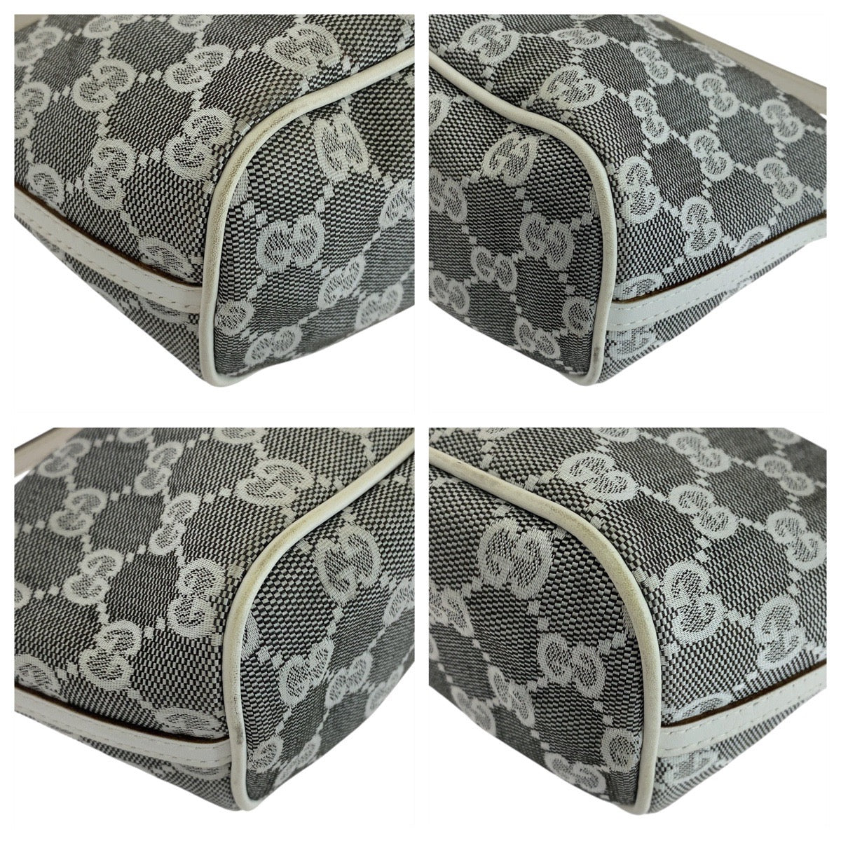 15430
GUCCI グッチ グレー ホワイト シルバー金具 GGキャンバス / レザー 391103 ハンドバッグ アクセサリーポーチ  レディース