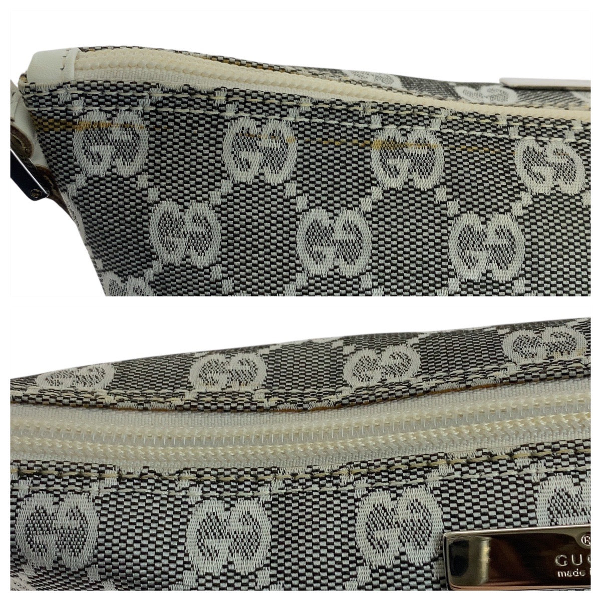 15430
GUCCI グッチ グレー ホワイト シルバー金具 GGキャンバス / レザー 391103 ハンドバッグ アクセサリーポーチ  レディース