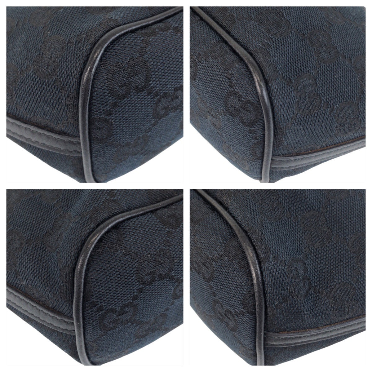 15433
GUCCI グッチ ネイビー グラック 黒 GGキャンバス / レザー 039 1103 ハンドバッグ アクセサリーポーチ  レディース