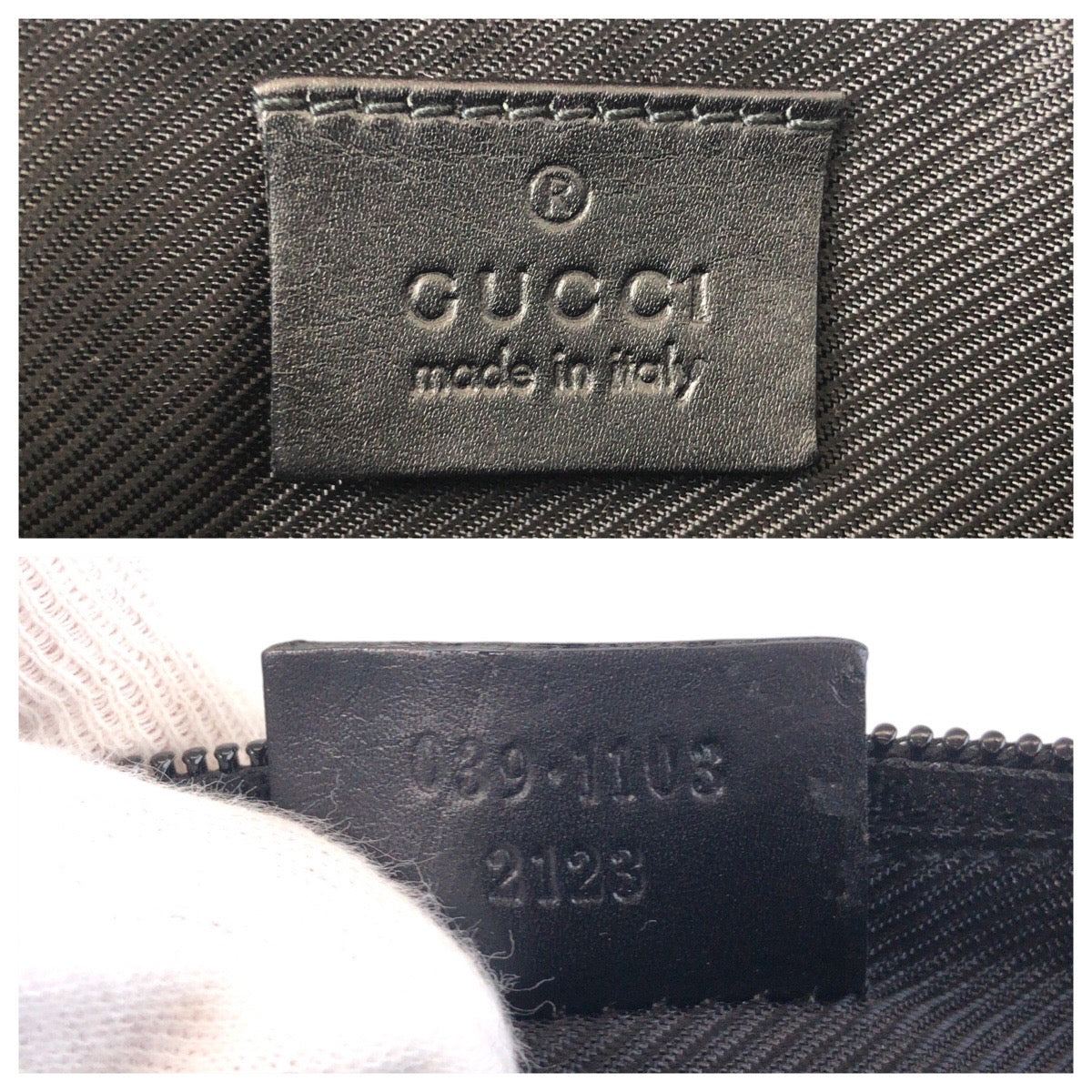 15433
GUCCI グッチ ネイビー グラック 黒 GGキャンバス / レザー 039 1103 ハンドバッグ アクセサリーポーチ  レディース