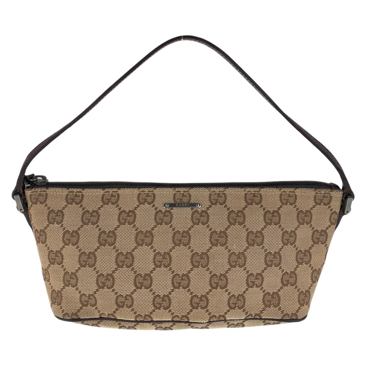 15434
GUCCI グッチ ブラウン シルバー金具 GGキャンバス / レザー 07198 ハンドバッグ アクセサリーポーチ  レディース