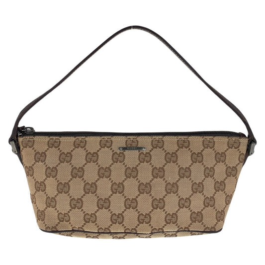 15434
GUCCI グッチ ブラウン シルバー金具 GGキャンバス / レザー 07198 ハンドバッグ アクセサリーポーチ  レディース