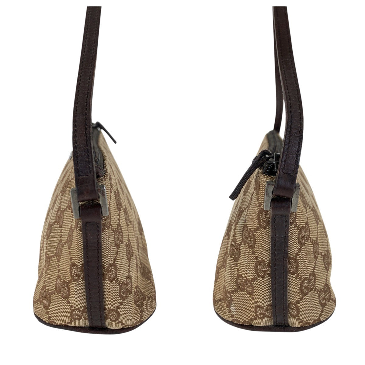 15434
GUCCI グッチ ブラウン シルバー金具 GGキャンバス / レザー 07198 ハンドバッグ アクセサリーポーチ  レディース