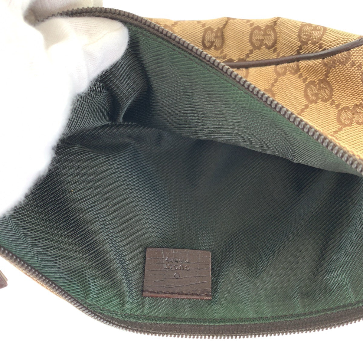 15434
GUCCI グッチ ブラウン シルバー金具 GGキャンバス / レザー 07198 ハンドバッグ アクセサリーポーチ  レディース