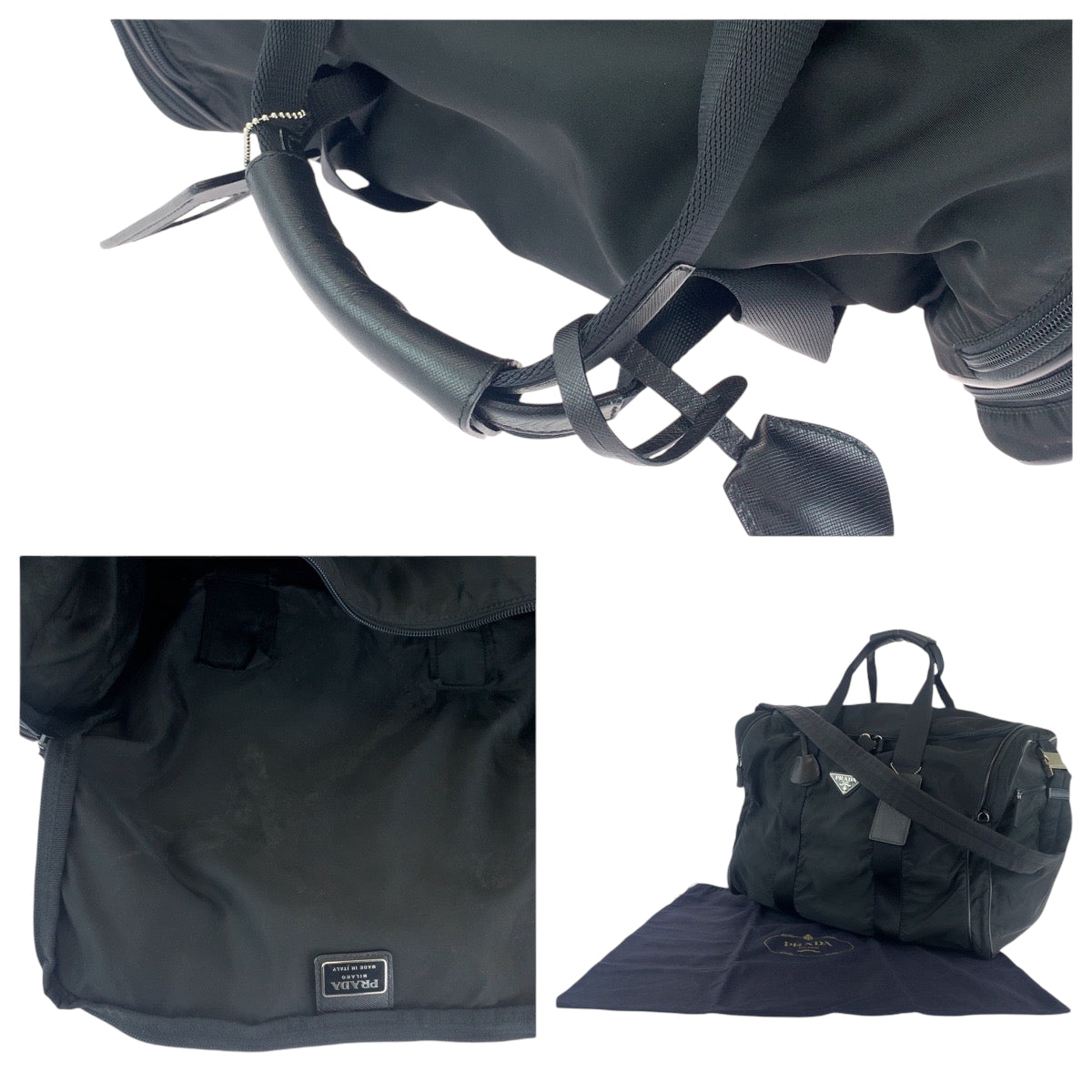 15435
PRADA プラダ テスート 三角ロゴプレート 男女兼用 ブラック 黒 シルバー金具 ナイロン V172 ボストンバッグ ショルダーバッグ 2way  レディース