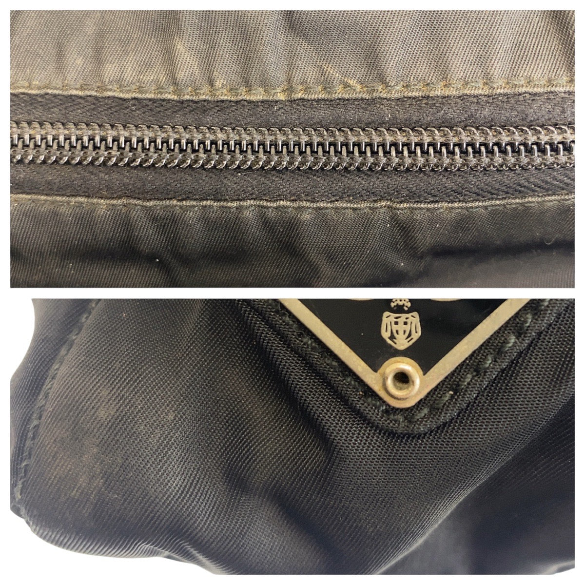 15436
PRADA プラダ テスート 三角ロゴプレート ブラック 黒 シルバー金具 ナイロン トートバッグ ハンドバッグ  レディース AB21