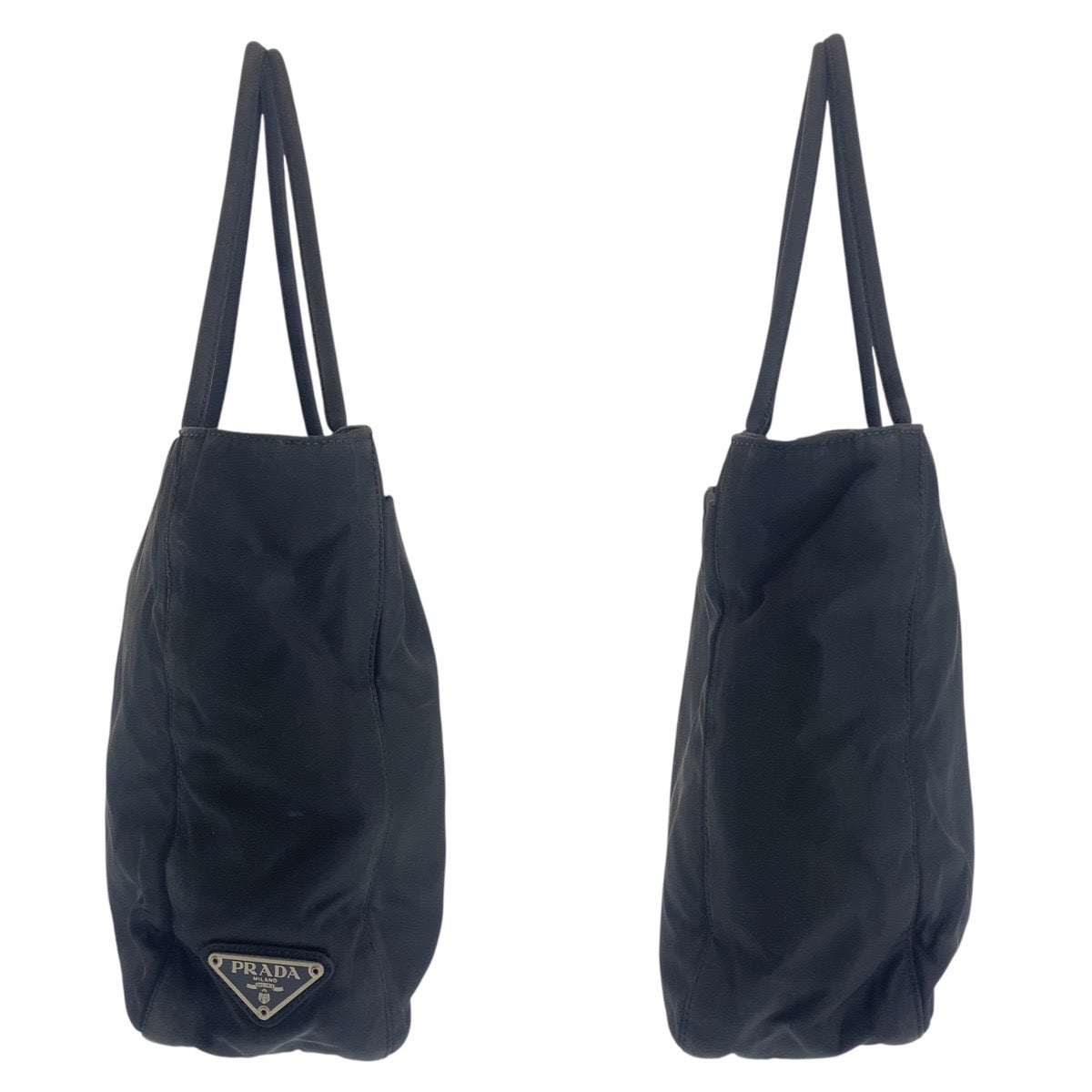 15436
PRADA プラダ テスート 三角ロゴプレート ブラック 黒 シルバー金具 ナイロン トートバッグ ハンドバッグ  レディース AB21