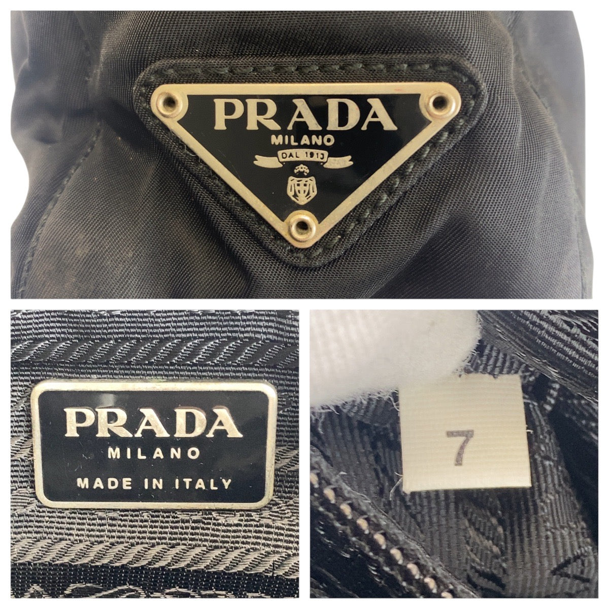 15436
PRADA プラダ テスート 三角ロゴプレート ブラック 黒 シルバー金具 ナイロン トートバッグ ハンドバッグ  レディース AB21
