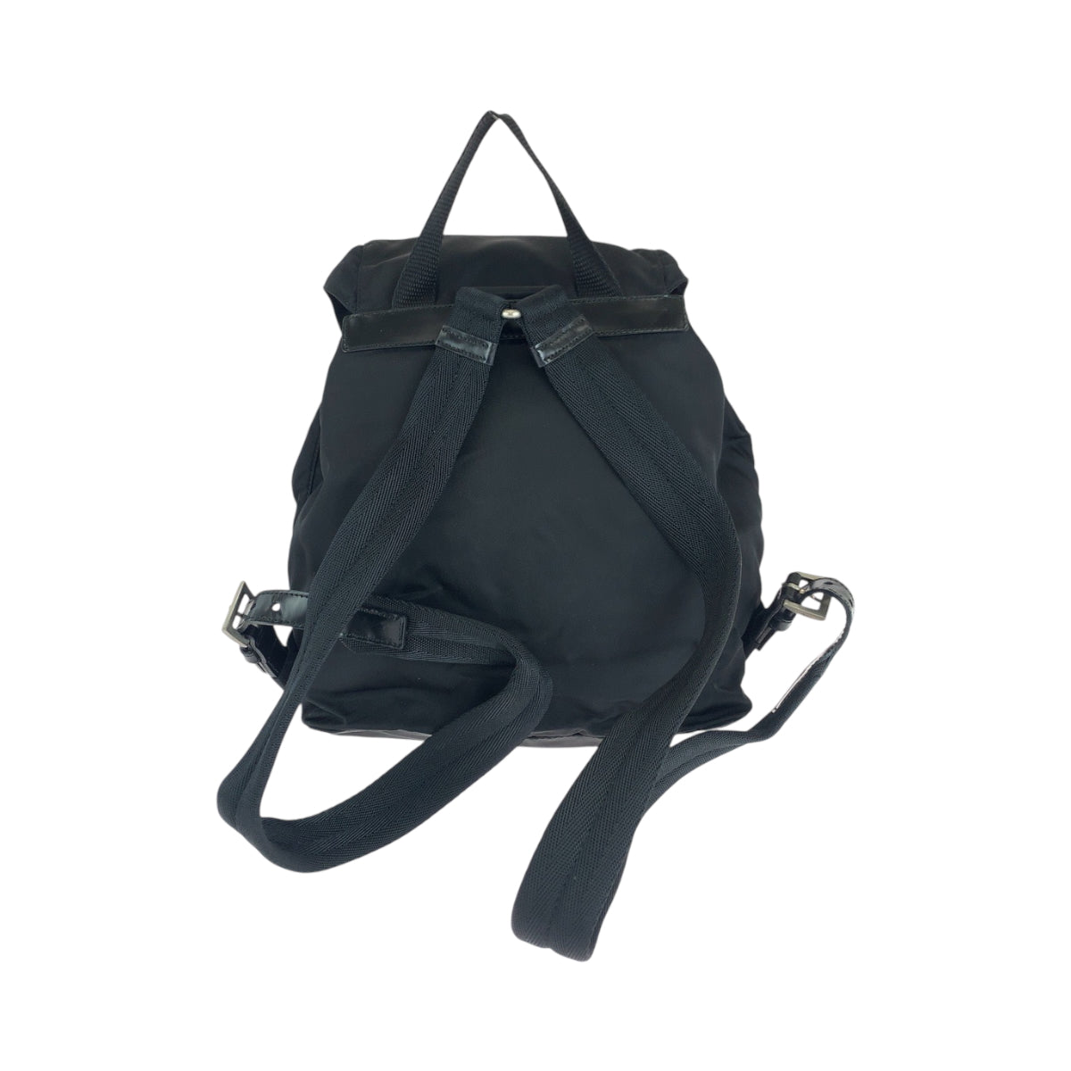 15437
PRADA プラダ テスート 三角ロゴプレート ブラック シルバー金具 ナイロン リュックサック バックパック  レディース