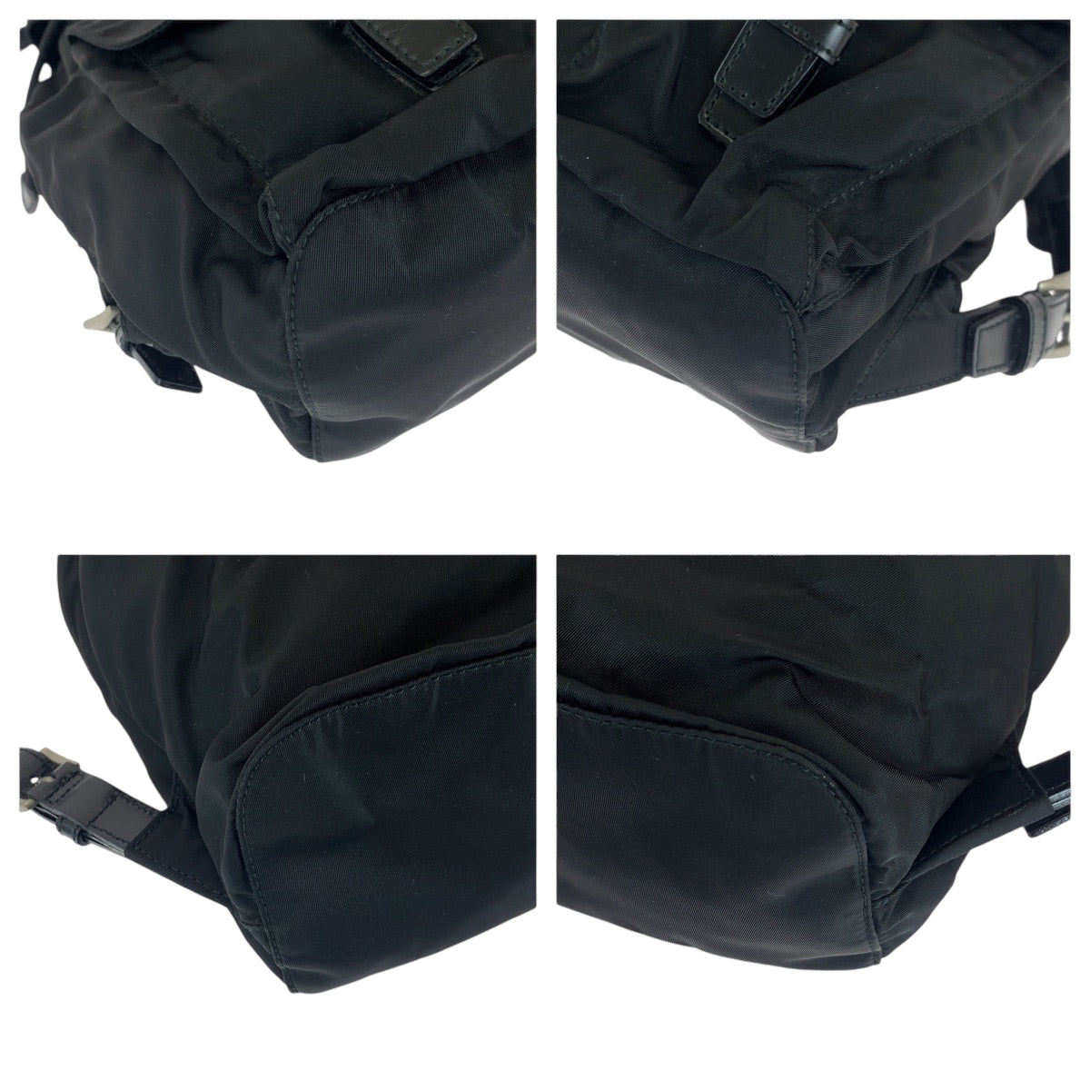 15437
PRADA プラダ テスート 三角ロゴプレート ブラック シルバー金具 ナイロン リュックサック バックパック  レディース