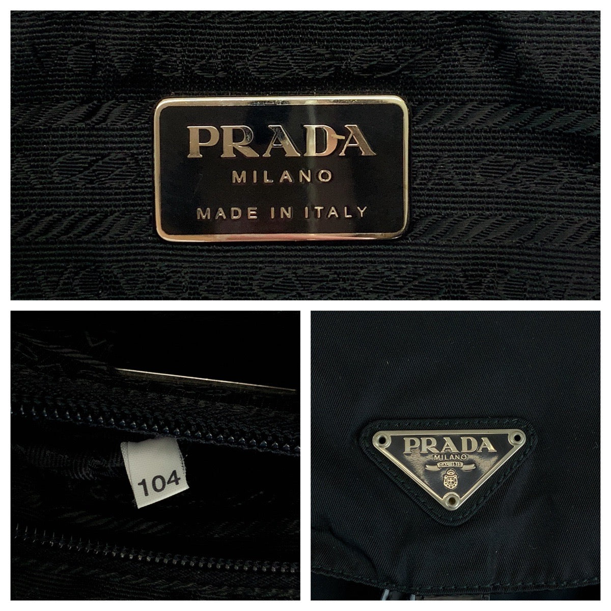 15437
PRADA プラダ テスート 三角ロゴプレート ブラック シルバー金具 ナイロン リュックサック バックパック  レディース