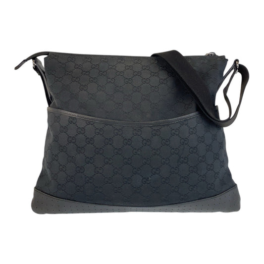 15439
GUCCI グッチ ブラック 黒 GGキャンバス / レザー 145355 ショルダーバッグ メッセンジャーバッグ  レディース