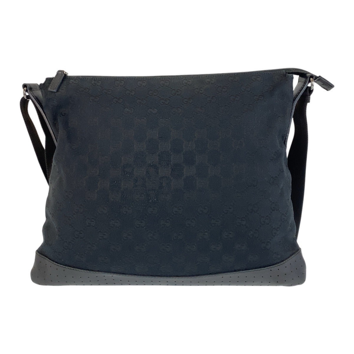 15439
GUCCI グッチ ブラック 黒 GGキャンバス / レザー 145355 ショルダーバッグ メッセンジャーバッグ  レディース
