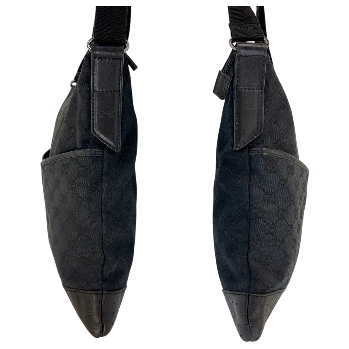 15439
GUCCI グッチ ブラック 黒 GGキャンバス / レザー 145355 ショルダーバッグ メッセンジャーバッグ  レディース