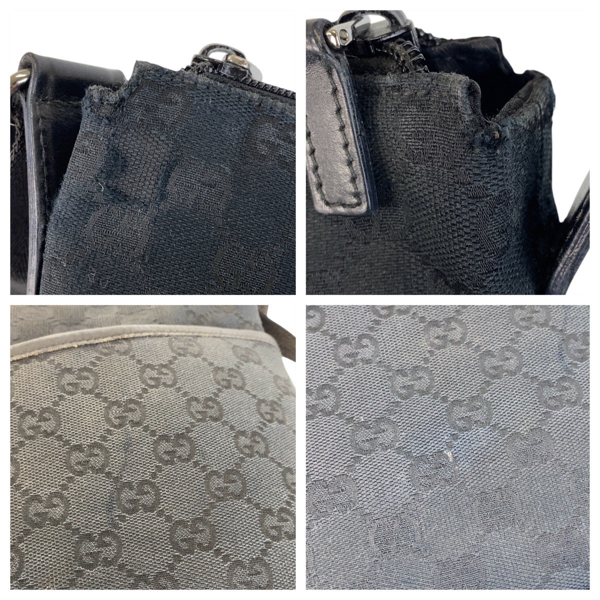 15439
GUCCI グッチ ブラック 黒 GGキャンバス / レザー 145355 ショルダーバッグ メッセンジャーバッグ  レディース