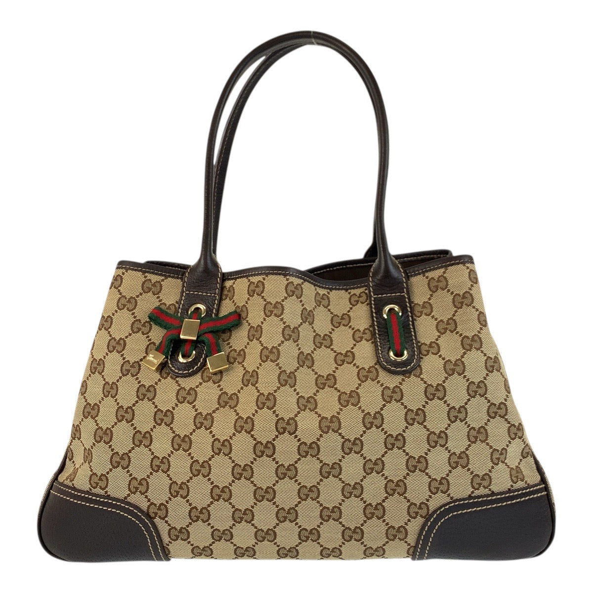 18149
GUCCI グッチ プリンシー シェリーライン ベージュ ブラウン ゴールド金具 GGキャンバス / レザー 163805 トートバッグ ショルダーバッグ  レディース ABP50