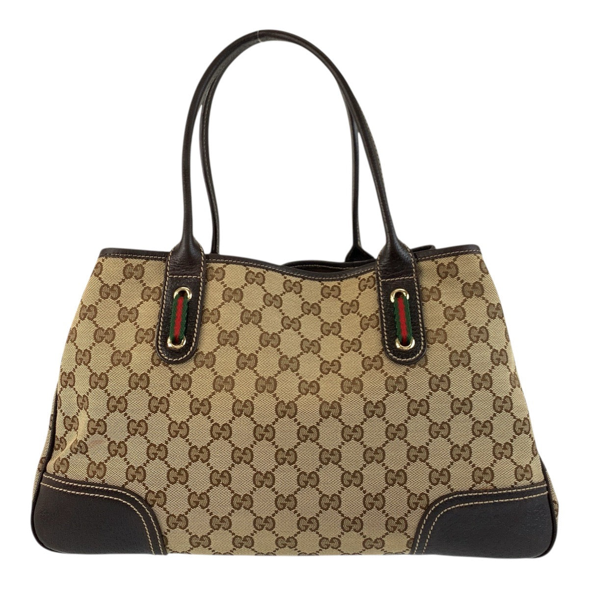 18149
GUCCI グッチ プリンシー シェリーライン ベージュ ブラウン ゴールド金具 GGキャンバス / レザー 163805 トートバッグ ショルダーバッグ  レディース ABP50