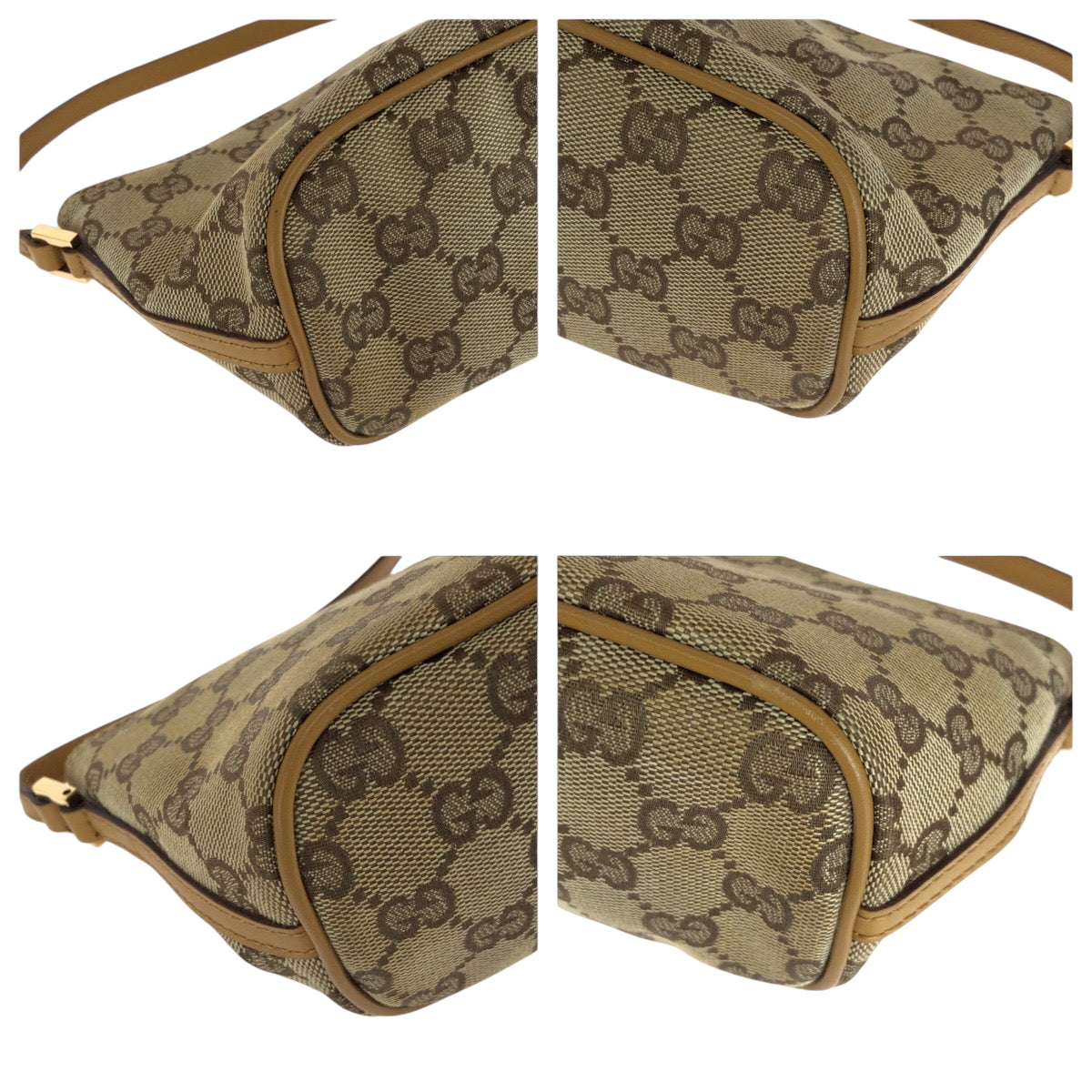 15440
GUCCI グッチ ベージュ ブラウン ゴールド金具 GGキャンバス 039 1103 ハンドバッグ アクセサリーポーチ  レディース