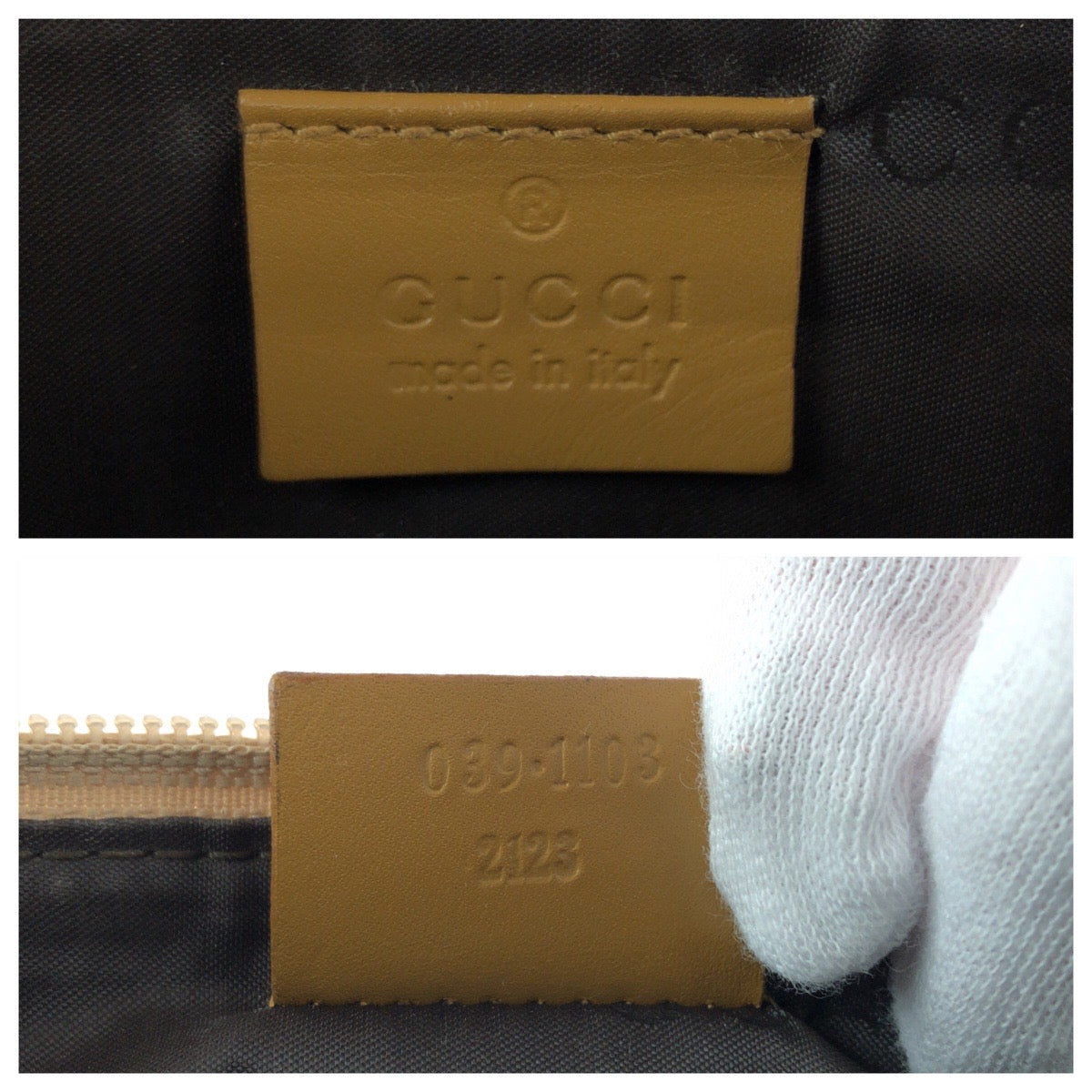 15440
GUCCI グッチ ベージュ ブラウン ゴールド金具 GGキャンバス 039 1103 ハンドバッグ アクセサリーポーチ  レディース