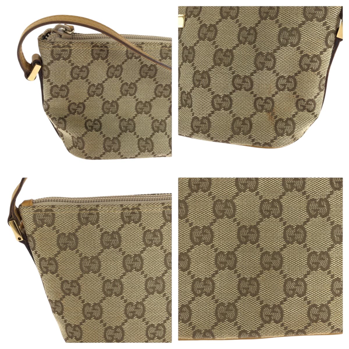 15440
GUCCI グッチ ベージュ ブラウン ゴールド金具 GGキャンバス 039 1103 ハンドバッグ アクセサリーポーチ  レディース
