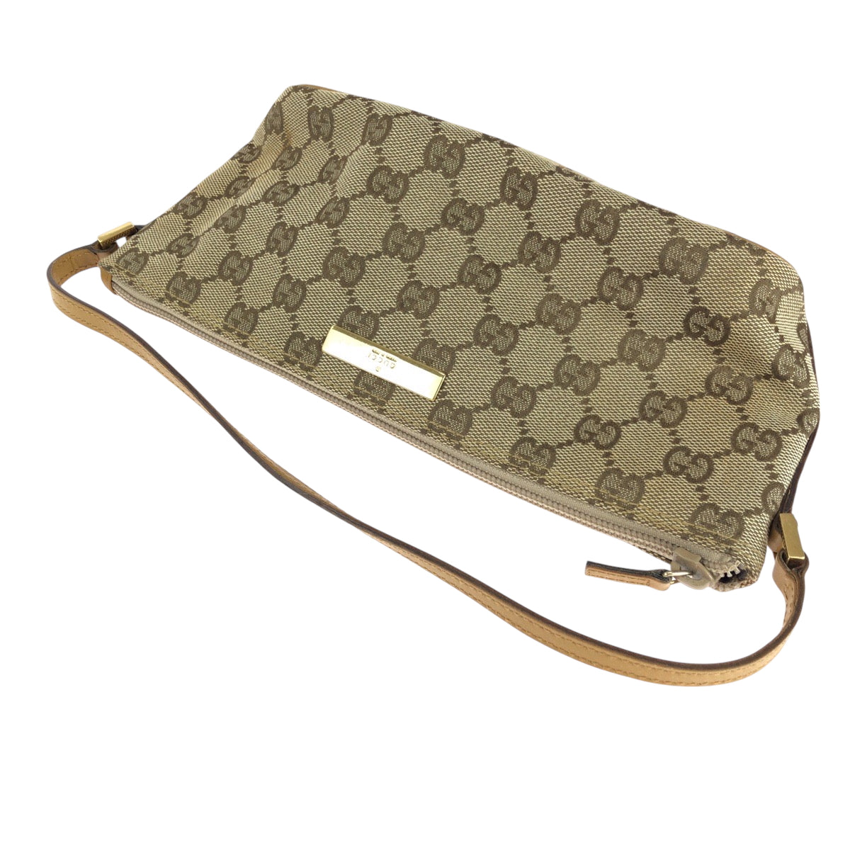 15440
GUCCI グッチ ベージュ ブラウン ゴールド金具 GGキャンバス 039 1103 ハンドバッグ アクセサリーポーチ  レディース