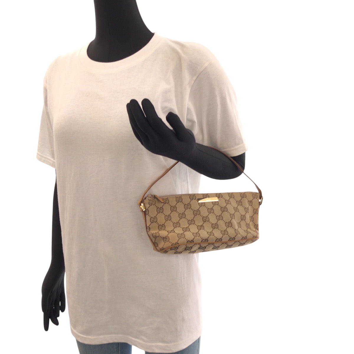 15440
GUCCI グッチ ベージュ ブラウン ゴールド金具 GGキャンバス 039 1103 ハンドバッグ アクセサリーポーチ  レディース