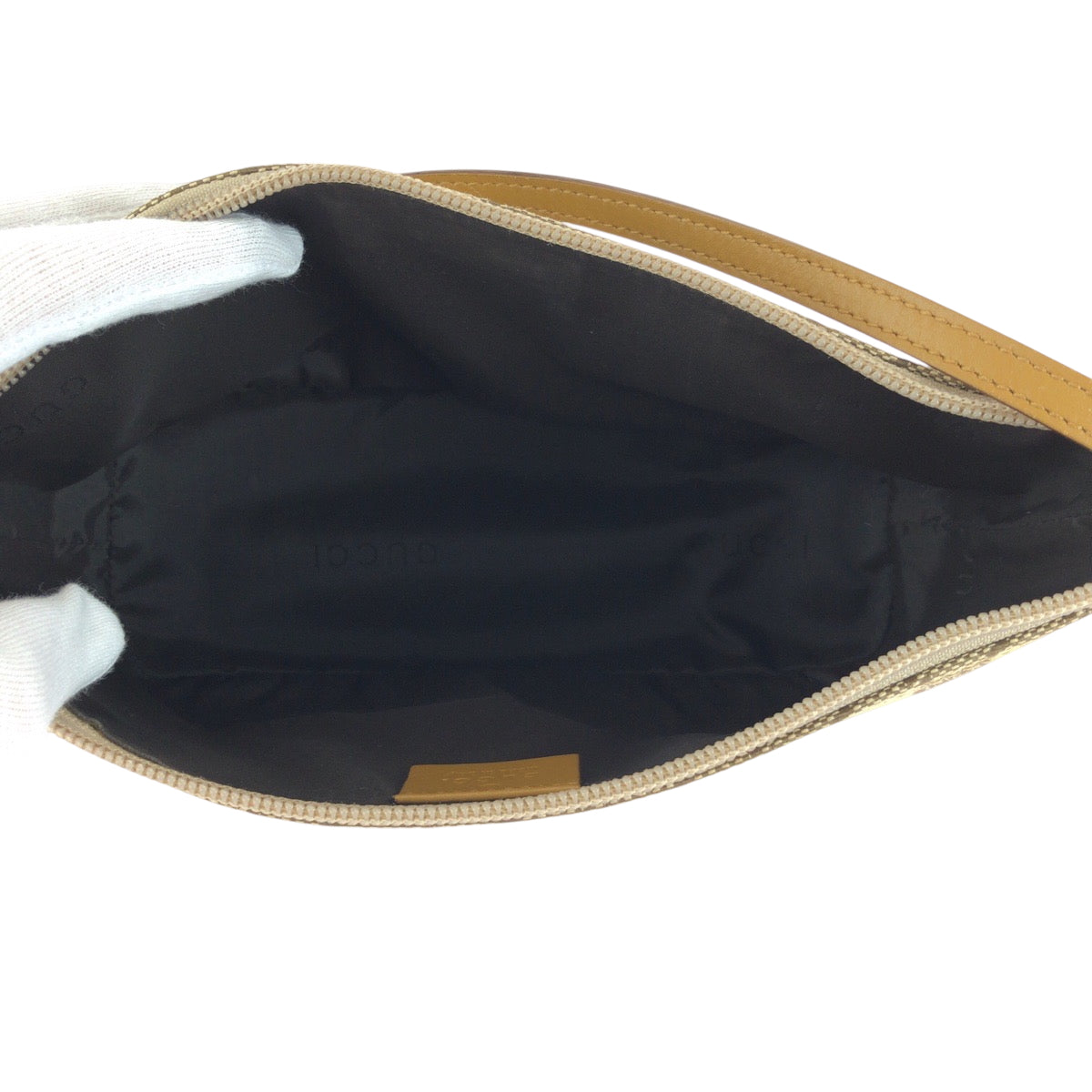 15440
GUCCI グッチ ベージュ ブラウン ゴールド金具 GGキャンバス 039 1103 ハンドバッグ アクセサリーポーチ  レディース