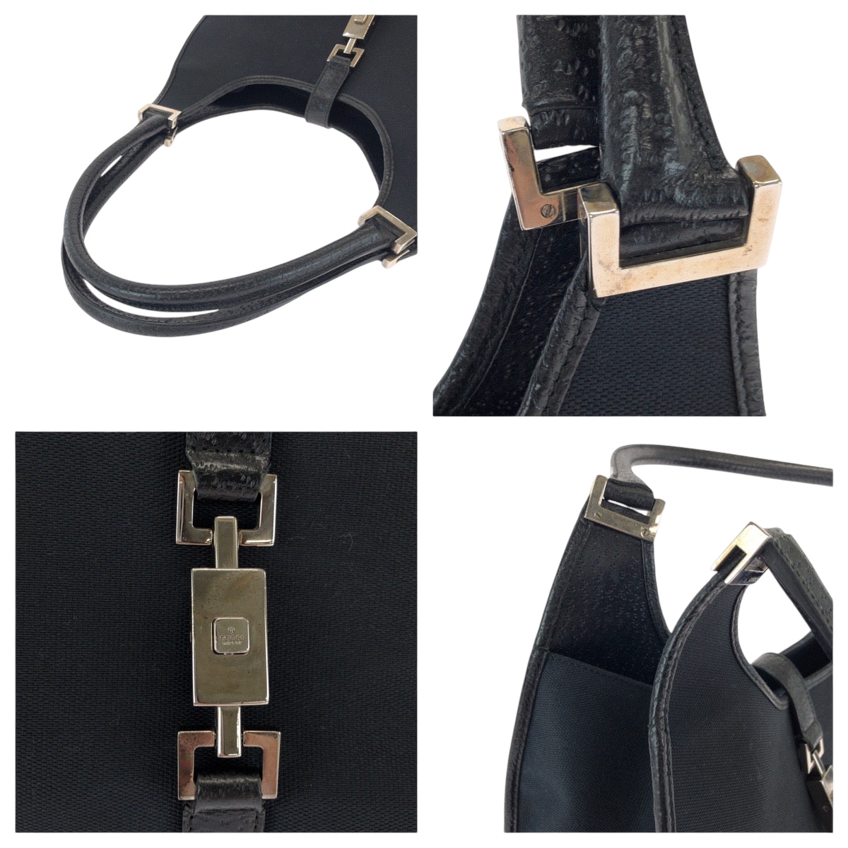 15441
GUCCI グッチ ジャッキー ブラック 黒 シルバー金具 GGキャンバス 002 1067 ホーボー ワンショルダーバッグ 肩掛け  レディース