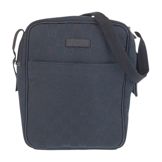 15442
GUCCI グッチ ブラック 黒 シルバー金具 GGキャンバス 122759 斜め掛け ショルダーバッグ 男女兼用  レディース A38