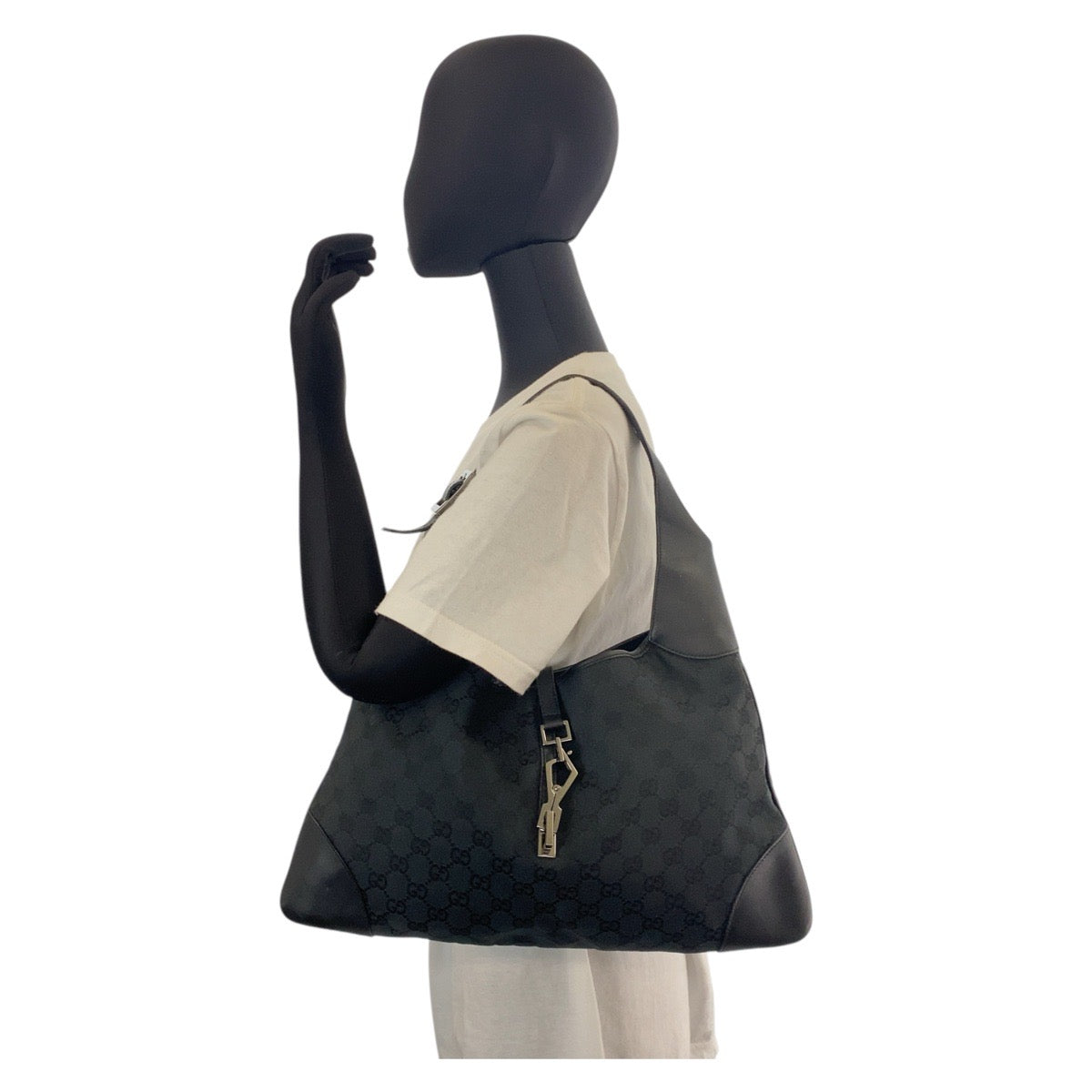 15443
GUCCI グッチ ブラック 黒 GGキャンバス / レザー 001 4075 ショルダーバッグ  レディース