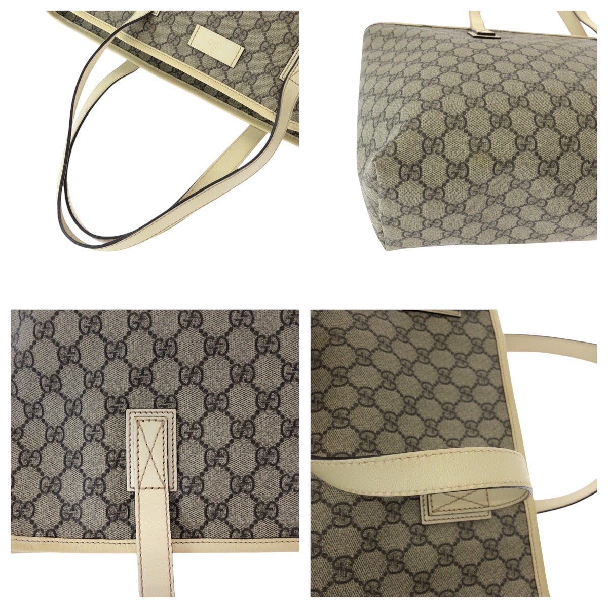 15444
GUCCI グッチ GGプラス ベージュ アイボリー シルバー金具 PVC 211137 トートバッグ ショルダーバッグ  レディース ABP
