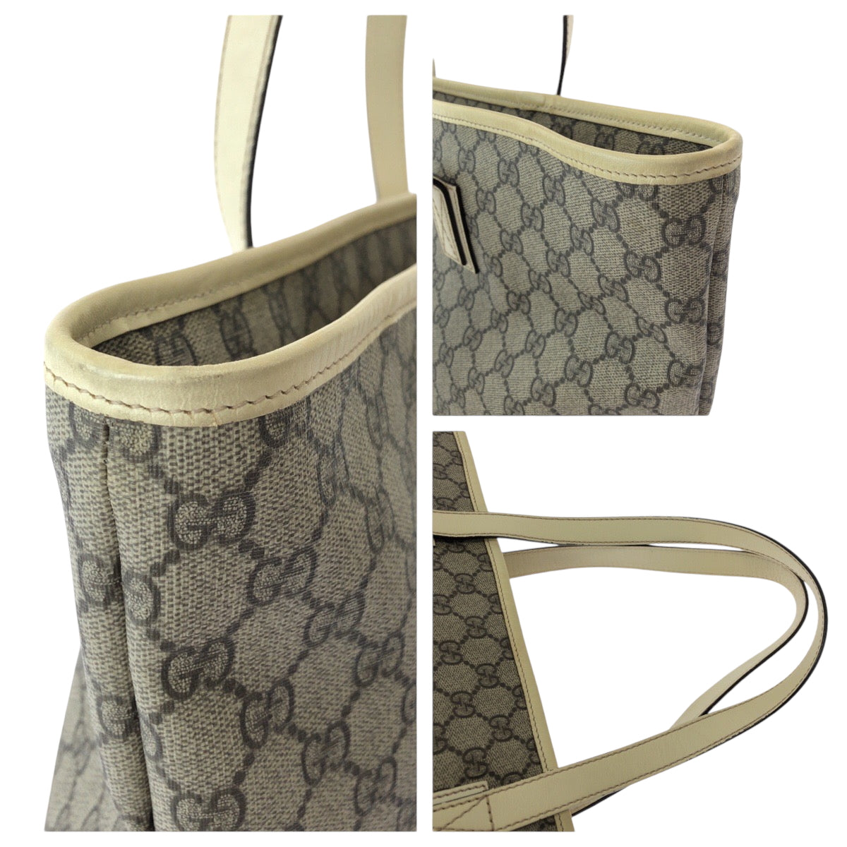 15444
GUCCI グッチ GGプラス ベージュ アイボリー シルバー金具 PVC 211137 トートバッグ ショルダーバッグ  レディース ABP