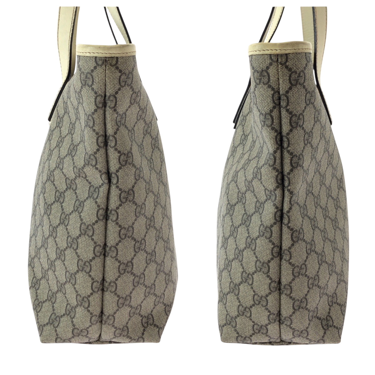 15444
GUCCI グッチ GGプラス ベージュ アイボリー シルバー金具 PVC 211137 トートバッグ ショルダーバッグ  レディース ABP