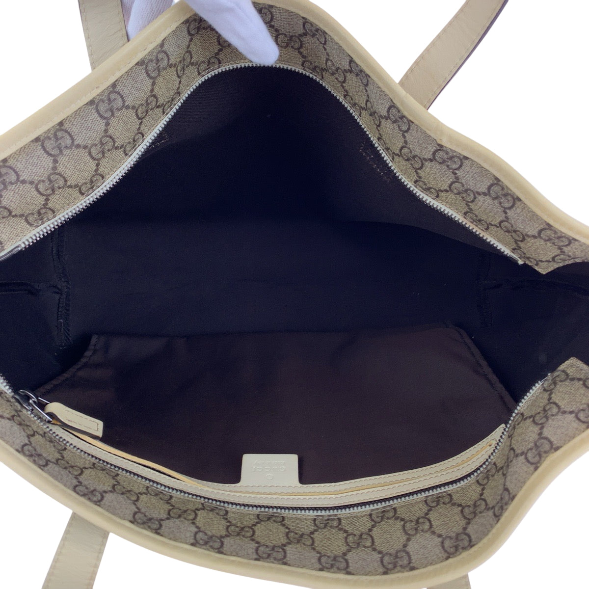 15444
GUCCI グッチ GGプラス ベージュ アイボリー シルバー金具 PVC 211137 トートバッグ ショルダーバッグ  レディース ABP