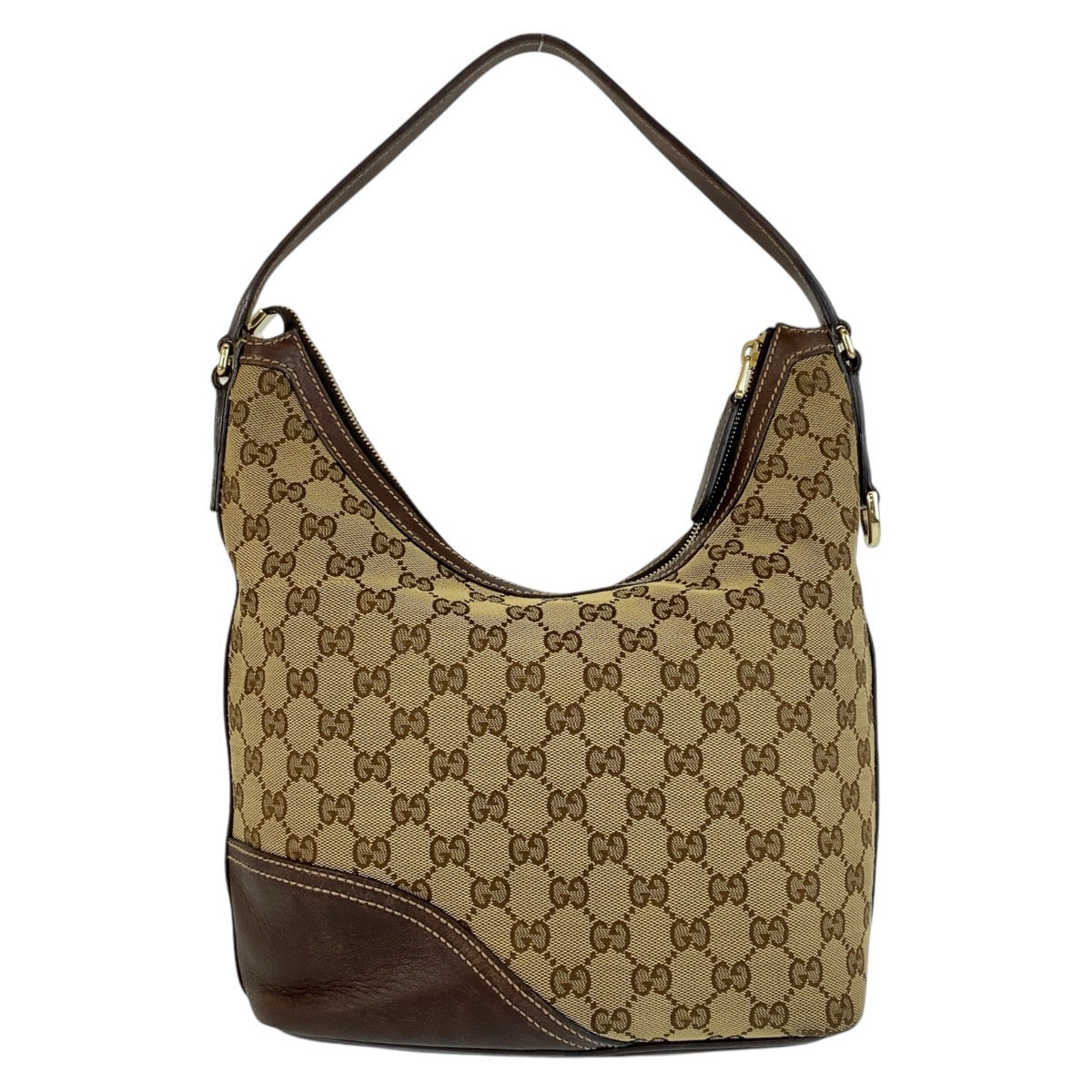 15445
GUCCI グッチ インターロッキング ベージュ ブラウン ゴールド金具 GGキャンバス / レザー 182491 ショルダーバッグ  レディース