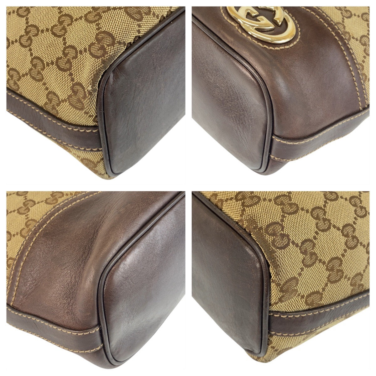15445
GUCCI グッチ インターロッキング ベージュ ブラウン ゴールド金具 GGキャンバス / レザー 182491 ショルダーバッグ  レディース