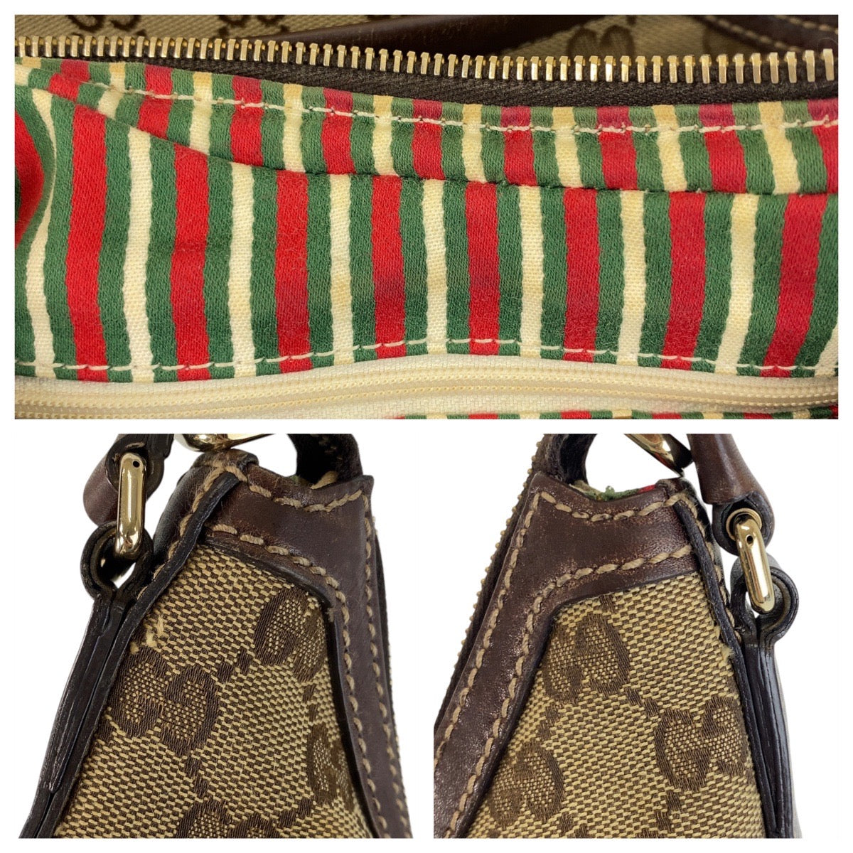 15445
GUCCI グッチ インターロッキング ベージュ ブラウン ゴールド金具 GGキャンバス / レザー 182491 ショルダーバッグ  レディース