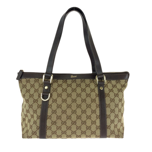 15446
GUCCI グッチ ブラウン ベージュ ゴールド金具 GGキャンバス 141470 トートバッグ ショルダーバッグ  レディース