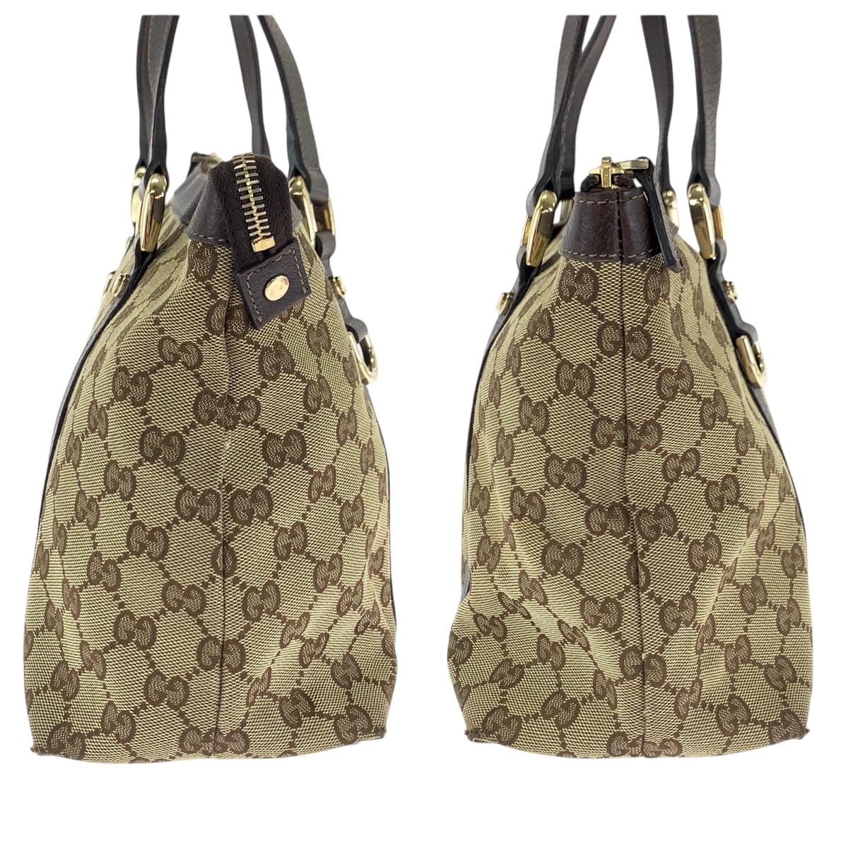 15446
GUCCI グッチ ブラウン ベージュ ゴールド金具 GGキャンバス 141470 トートバッグ ショルダーバッグ  レディース