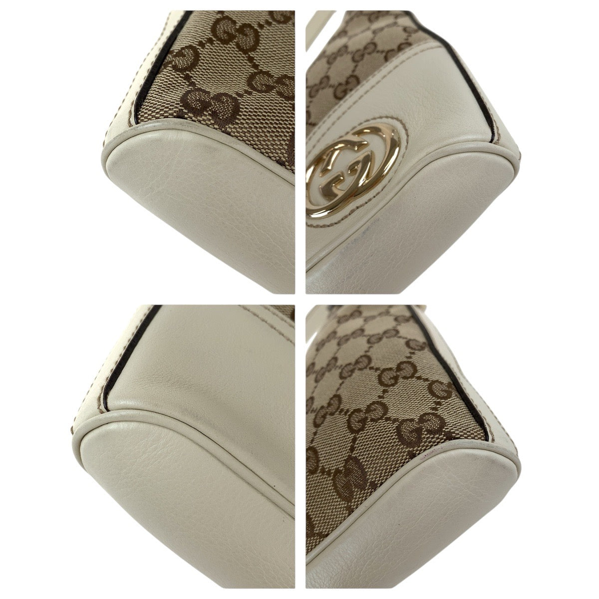 15449
GUCCI グッチ インターロッキング ホワイト ブラウン ゴールド金具 GGキャンバス / レザー 182489 ショルダーバッグ  レディース