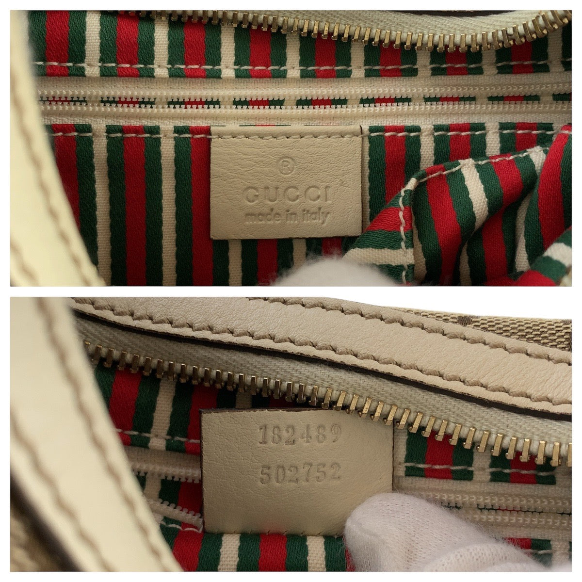 15449
GUCCI グッチ インターロッキング ホワイト ブラウン ゴールド金具 GGキャンバス / レザー 182489 ショルダーバッグ  レディース