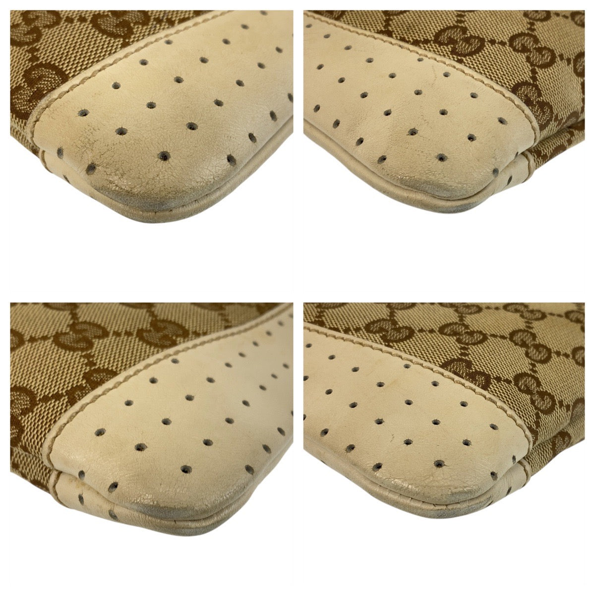 15452
GUCCI グッチ ベージュ ホワイト シルバー金具 GGキャンバス / レザー 147671 ショルダーバッグ ポシェット  レディース AB26