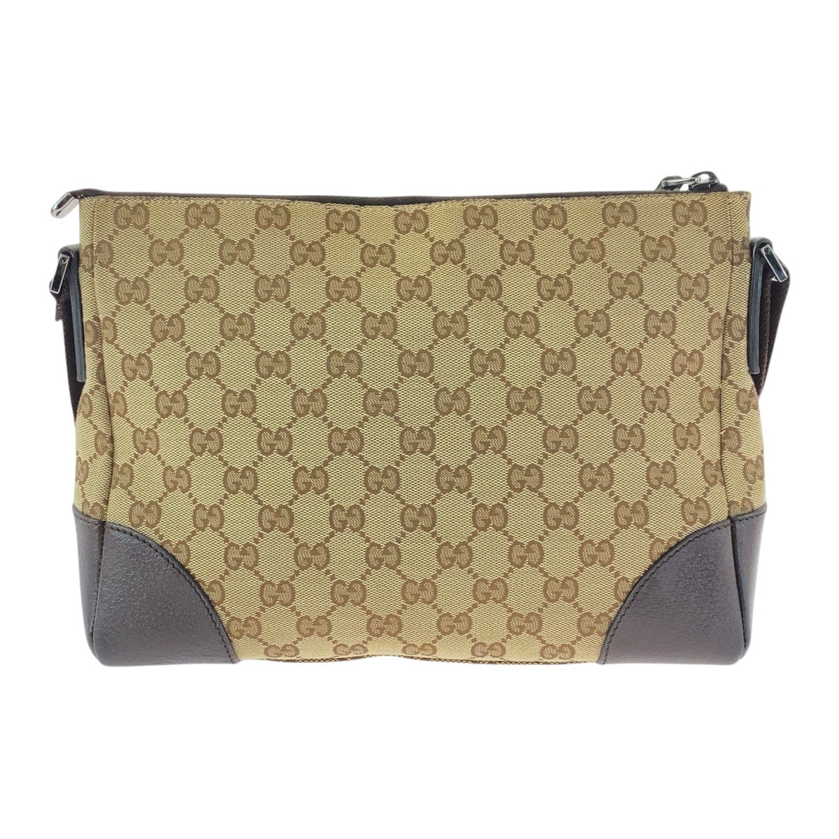 15453
GUCCI グッチ ベージュ ブラウン シルバー金具 GGキャンバス / レザー 114273 斜め掛け ショルダーバッグ  レディース A41