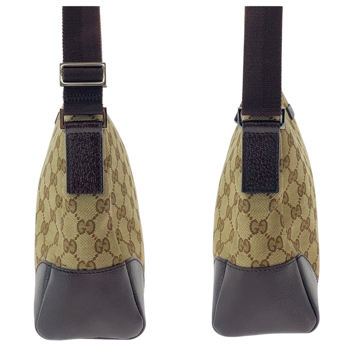 15453
GUCCI グッチ ベージュ ブラウン シルバー金具 GGキャンバス / レザー 114273 斜め掛け ショルダーバッグ  レディース A41