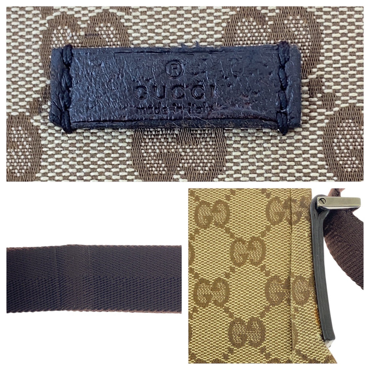 15453
GUCCI グッチ ベージュ ブラウン シルバー金具 GGキャンバス / レザー 114273 斜め掛け ショルダーバッグ  レディース A41