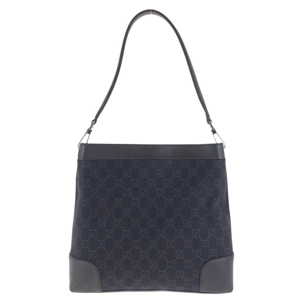 15455
GUCCI グッチ ダークブラウン シルバー金具 GGキャンバス / レザー 143745 ショルダーバッグ  レディース A40