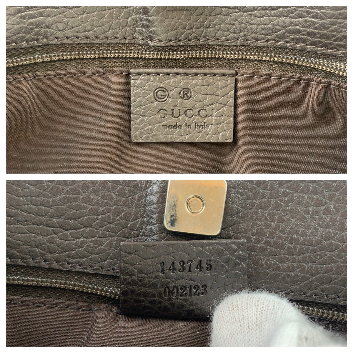 15455
GUCCI グッチ ダークブラウン シルバー金具 GGキャンバス / レザー 143745 ショルダーバッグ  レディース A40