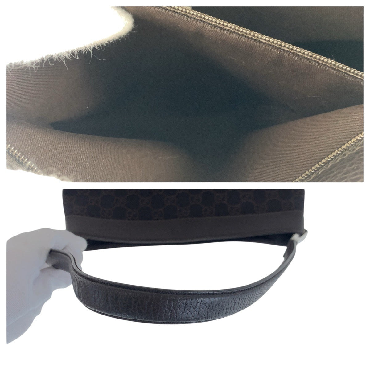 15455
GUCCI グッチ ダークブラウン シルバー金具 GGキャンバス / レザー 143745 ショルダーバッグ  レディース A40
